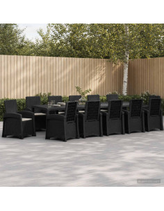 Set da Pranzo per Giardino 14 pz Antracite e Grigio chiaro PP