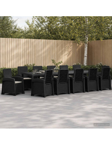 Set da Pranzo per Giardino 14 pz Antracite e Grigio chiaro PP