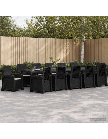 Set da Pranzo per Giardino 14 pz Antracite e Grigio chiaro PP