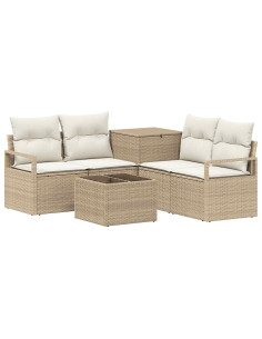 Set di divani 6 pz Beige e Bianco Crema 2