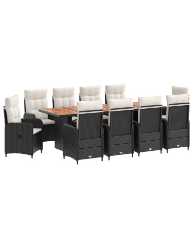 Set da pranzo per esterni 11 pz Nero e Bianco Crema polyrattan