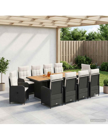 Set da pranzo per esterni 11 pz Nero e Bianco Crema polyrattan