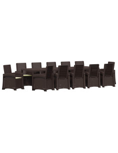 Set da Pranzo per Giardino 14 pz Marrone e Crema PP 2
