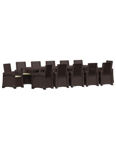 Set da Pranzo per Giardino 14 pz Marrone e Crema PP