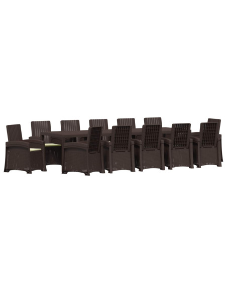 Set da Pranzo per Giardino 14 pz Marrone e Crema PP