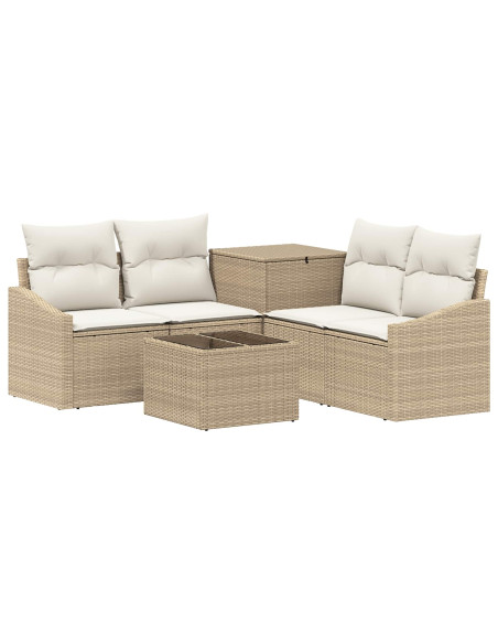 Set di divani 6 pz Beige e Bianco Crema