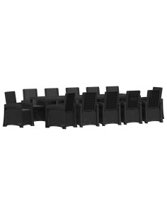 Set da Pranzo per Giardino 14 pz Antracite PP 2