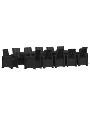 Set da Pranzo per Giardino 14 pz Antracite PP