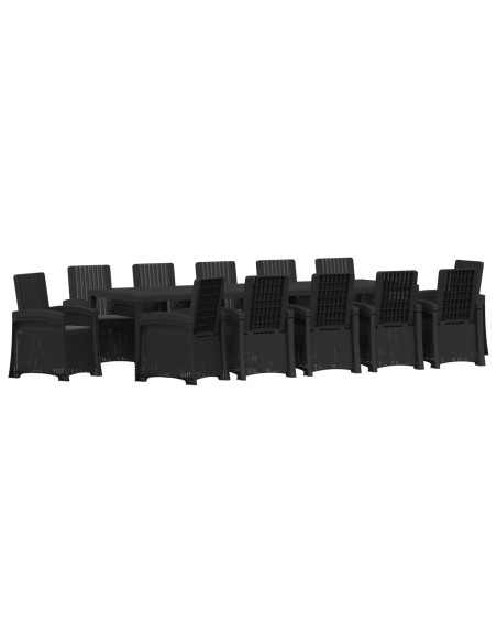 Set da Pranzo per Giardino 14 pz Antracite PP