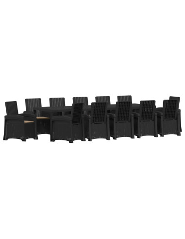 Set da Pranzo per Giardino 14 pz Antracite e Tortora PP