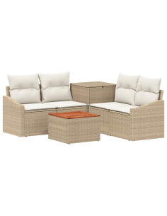 Set di divani 6 pz Beige e Bianco Crema 2