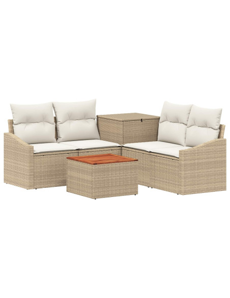 Set di divani 6 pz Beige e Bianco Crema
