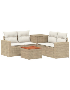 Set di divani 6 pz Beige e Bianco Crema 2