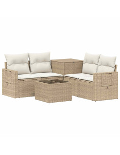 Set di divani 6 pz Beige e Bianco Crema 2