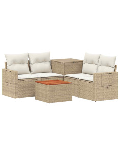 Set di divani 6 pz Beige e Bianco Crema 2