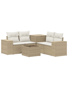 Set di divani 6 pz Beige e Bianco Crema 2
