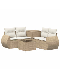 Set di divani 6 pz Beige e Bianco Crema 2