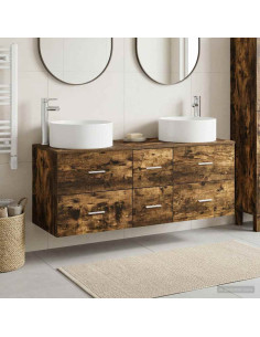 Set di mobili per il bagno 3 pz Rovere Fumo