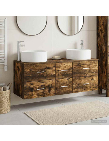 Set di mobili per il bagno 3 pz Rovere Fumo