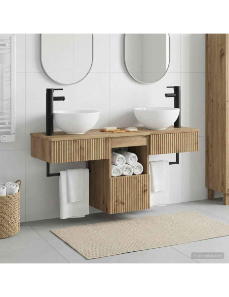 Set di mobili per il bagno 3 pz Rovere Artigianale