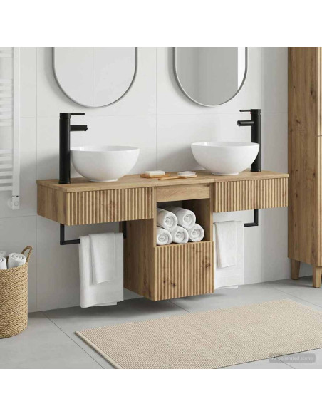 Set di mobili per il bagno 3 pz Rovere Artigianale