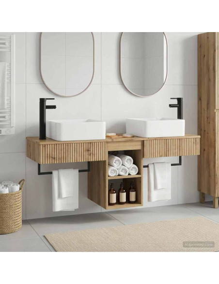 Set di mobili per il bagno 3 pz Rovere Artigianale
