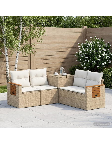 Set di divani 5 pz Beige e Bianco Crema