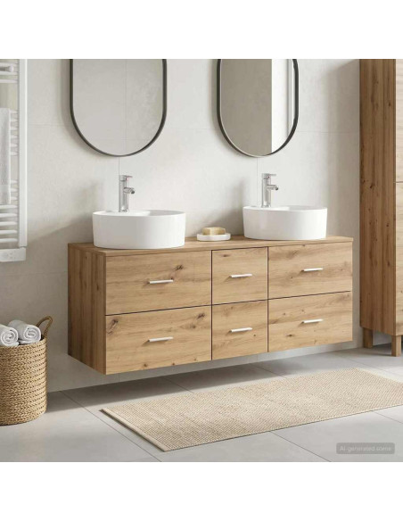 Set di mobili per il bagno 3 pz Rovere Artigianale