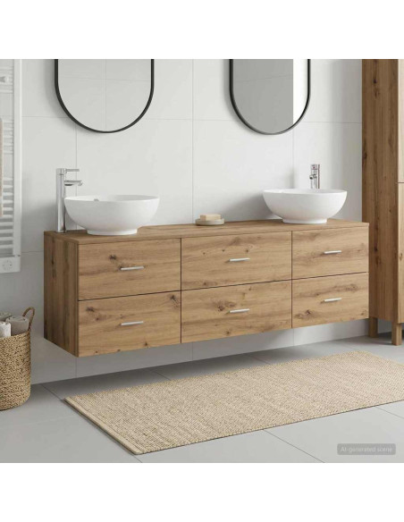 Set di mobili per il bagno 3 pz Rovere Artigianale