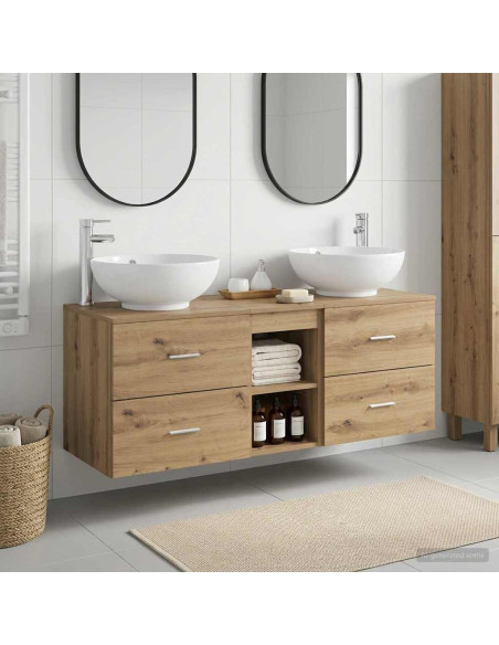 Set di mobili per il bagno 3 pz Rovere Artigianale