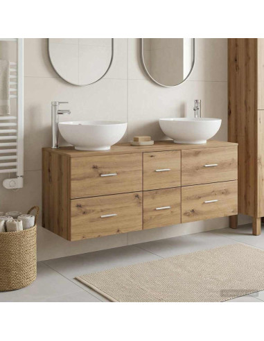 Set di mobili per il bagno 3 pz Rovere Artigianale