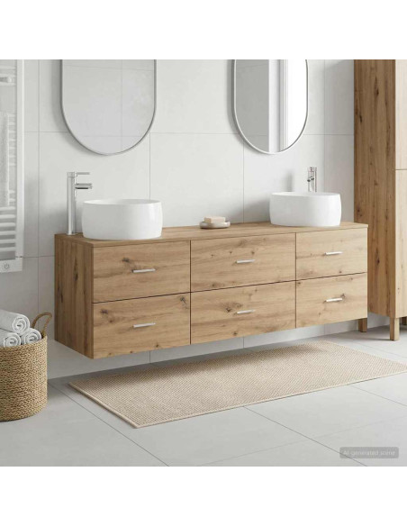 Set di mobili per il bagno 3 pz Rovere Artigianale