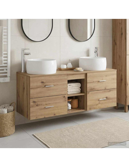 Set di mobili per il bagno 3 pz Rovere Artigianale