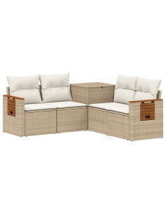Set di divani 5 pz Beige e Bianco Crema 2