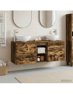 Set di Armadi da Bagno 3 pz Rovere Fumo 49,5 x 35 x 63 cm