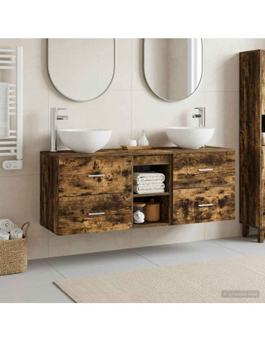 Set di Armadi da Bagno 3 pz Rovere Fumo 49,5 x 35 x 63 cm