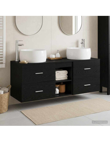 Set di mobili per il bagno 3 pz Nero 49,5 x 44,5 x 66 cm
