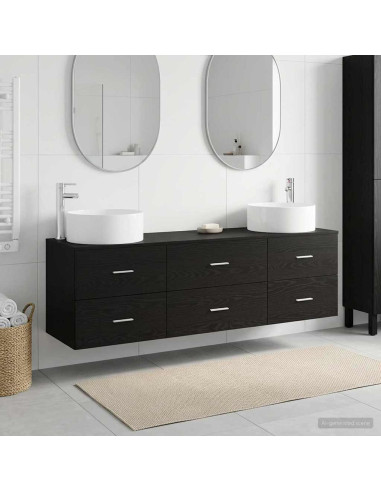 Set di mobili per il bagno 3 pz Nero 49,5 x 44,5 x 65,5 cm