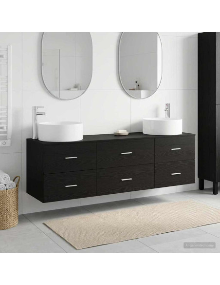 Set di mobili per il bagno 3 pz Nero 49,5 x 44,5 x 65,5 cm