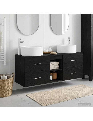 Set di mobili per il bagno 3 pz Nero 49,5 x 44,5 x 65,5 cm