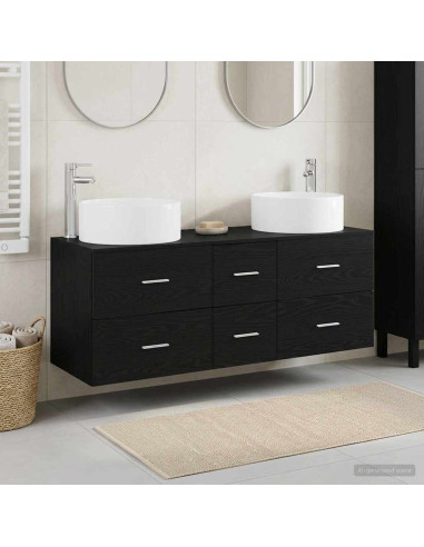 Set di mobili per il bagno 3 pz Nero 49,5 x 44,5 x 65,5 cm