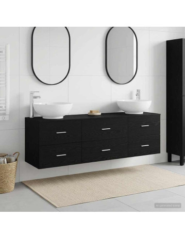 Set di mobili per il bagno 3 pz Nero 49,5 x 44,5 x 65 cm