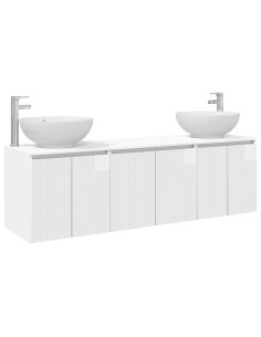 Set di Armadi da Bagno 3 pz Bianco Lucido 49,5 x 44,5 x 65 cm 2