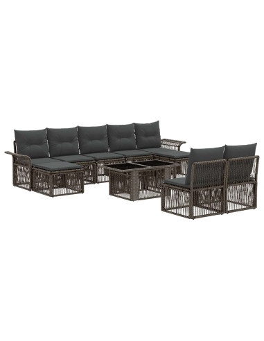 Set Divano da Giardino 10 pz Grigio e Grigio Scuro polyrattan