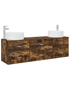 Set di mobili per il bagno 3 pz Rovere Fumo 2
