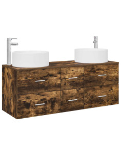 Set di mobili per il bagno 3 pz Rovere Fumo 2