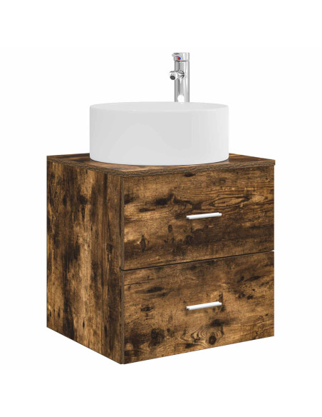 Set di mobili per il bagno 3 pz Rovere Fumo
