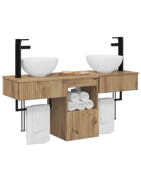 Set di mobili per il bagno 3 pz Rovere Artigianale