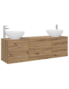 Set di mobili per il bagno 3 pz Rovere Artigianale 2