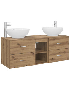 Set di mobili per il bagno 3 pz Rovere Artigianale 2